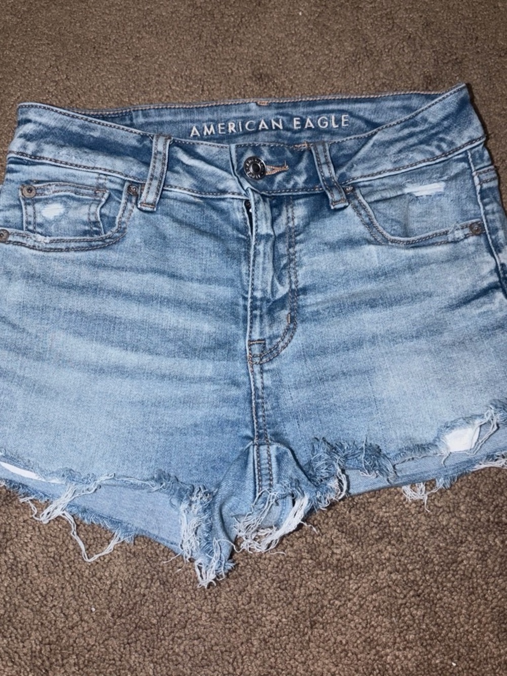 American Eagle Outfitters Light Wash Distressed Denim Shorts